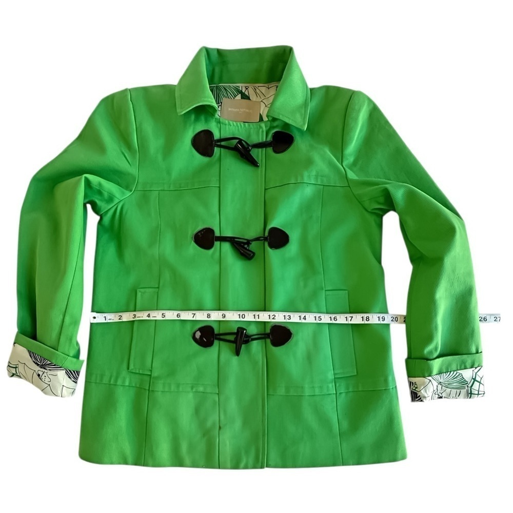 Banana Republic Kelly Green Toggle Peacoat Jacket S Twill Umbrella Print Lining - Picture 9 of 12